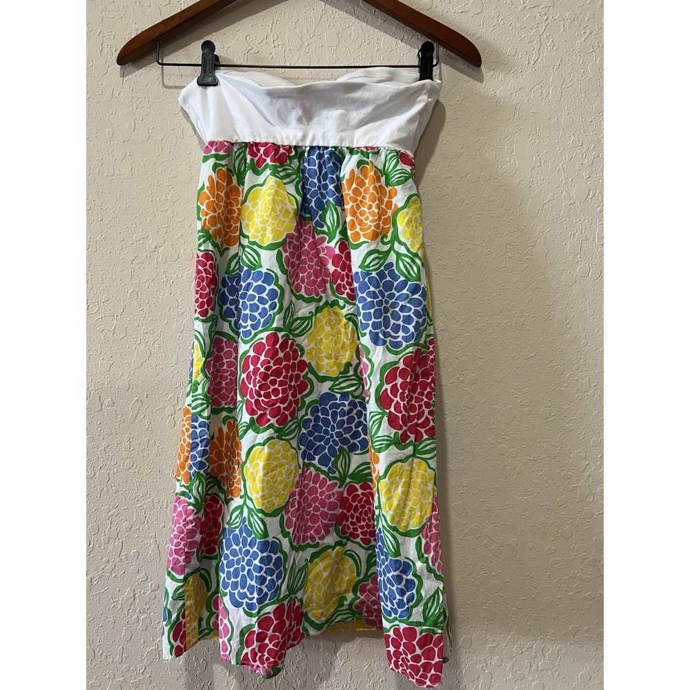 Lilly Pulitzer Floral Dress Wedding Guest Minnie Zinnie Small Artsy Strapless - Picture 4 of 8
